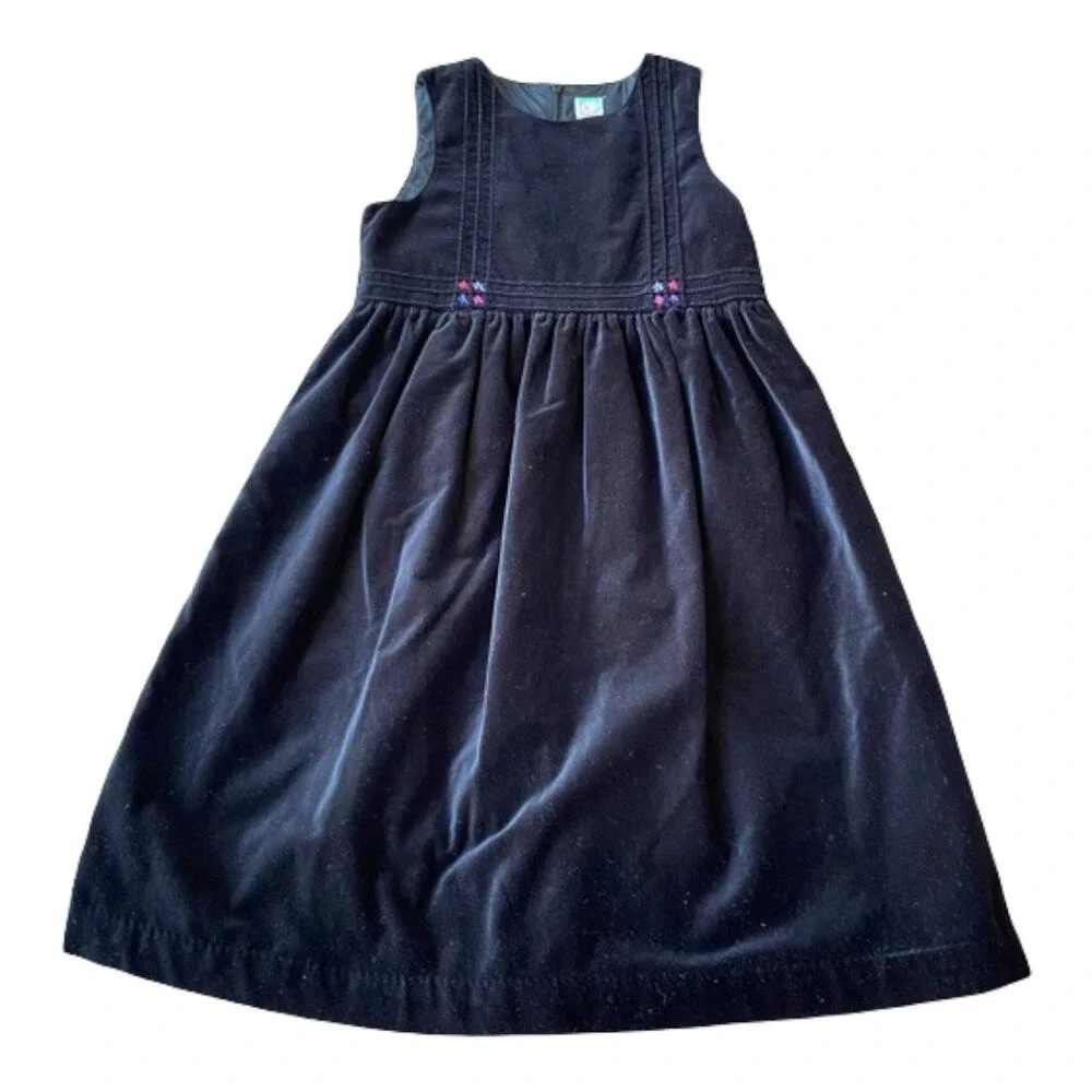 Gymboree Girls Dress Sz 7 Black Velvet Pintuck Jumper Holiday Cheer Vintage‎ XXL
